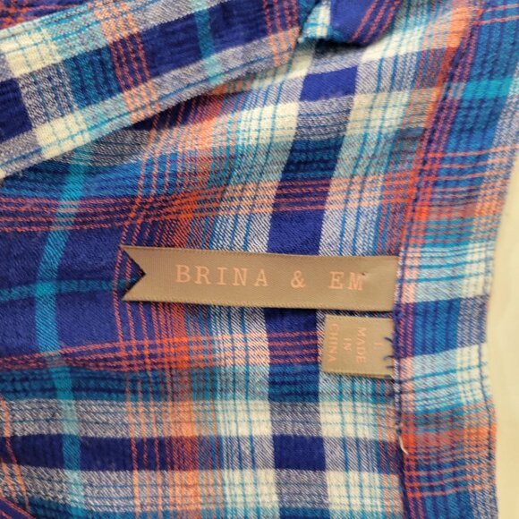 Brina & Em Blue Plaid Sleeveless Shirt - Picture 3 of 4
